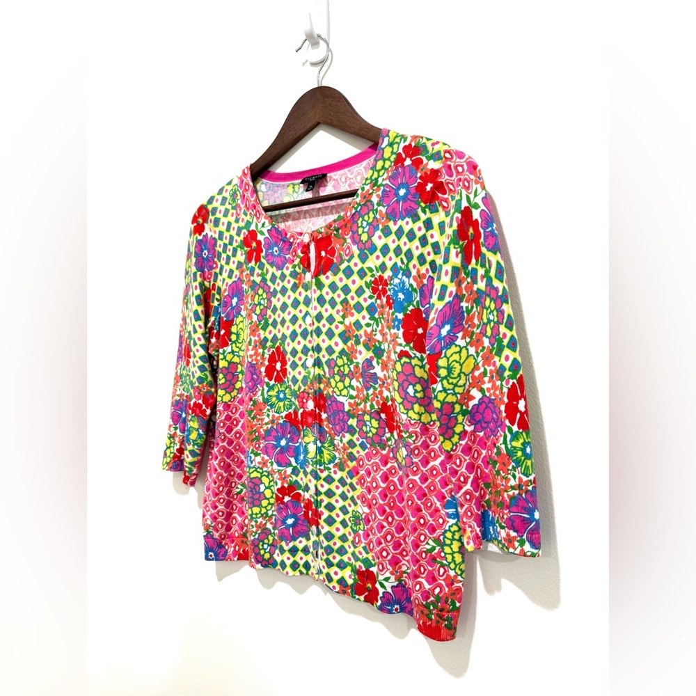 Talbots Multicolor Floral Patterned Button-Up Car… - image 2
